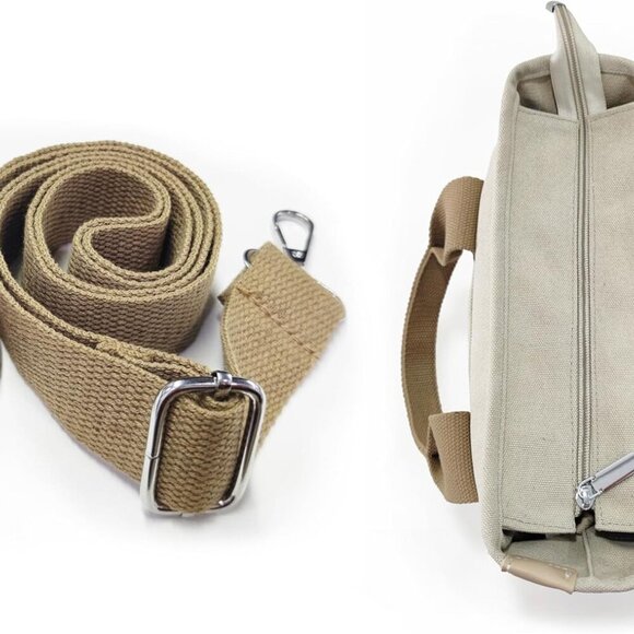 Small Tote Bag with Zipper Tote Bag for Women Canvas Crossbody Bag Shoulder Bag - Picture 5 of 7